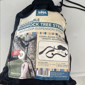 Bliss Hammock Tree Strap, adjustable multi loops suspension system
